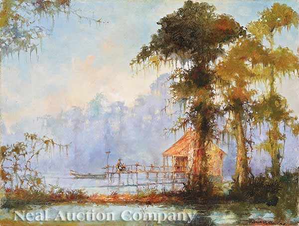 Appraisal: Robert M Rucker American New Orleans - Going Fishing oil