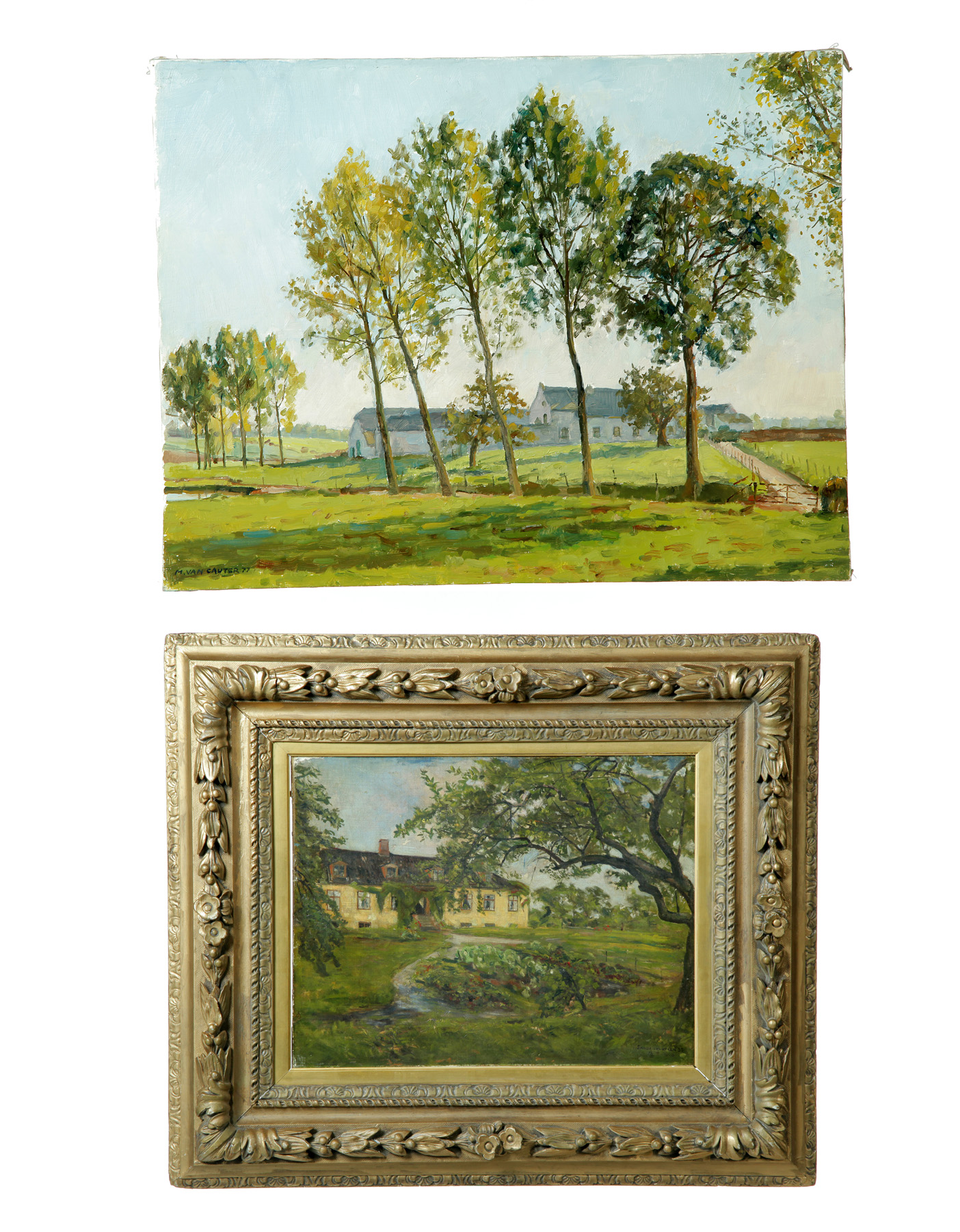 Appraisal: TWO OIL ON CANVAS IMPRESSIONIST LANDSCAPES European Illegibly signed dated