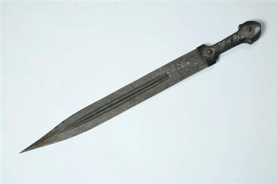 Appraisal: DAGGER Caucasus late th century Kindjal with decorated blade including