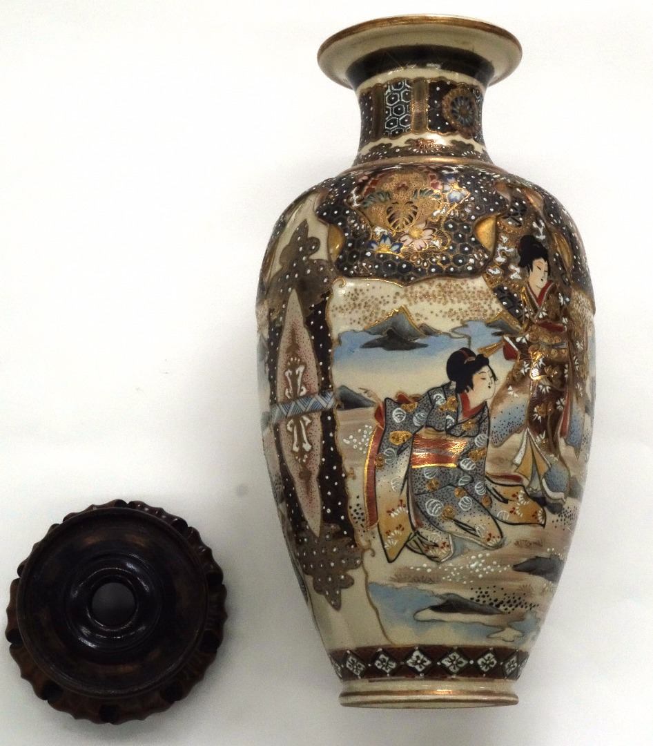 Appraisal: A Japanese Satsuma baluster vase Meiji painted with panels of