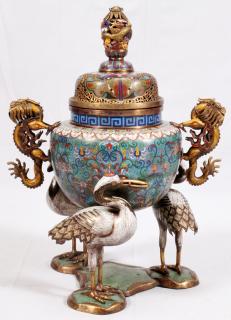 Appraisal: CHINESE CLOISONNE INCENSE BURNER MAGNUM SIZE CHINESE CLOISONNE INCENSE BURNER