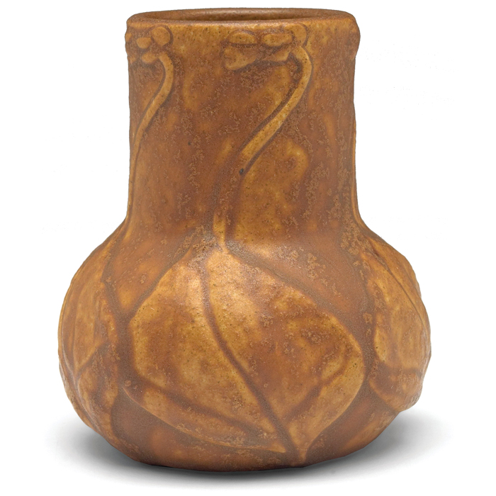 Appraisal: Van Briggle vase bulbous shape with a floral design covered