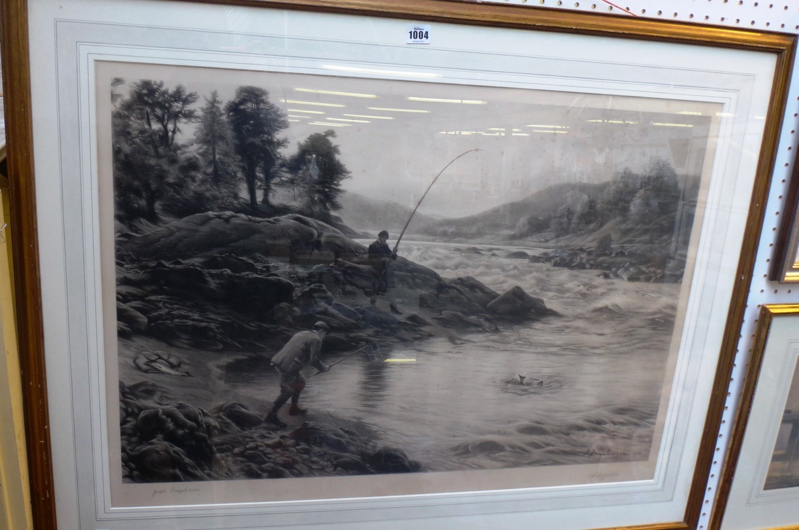 Appraisal: After Joseph Farquharson Salmon Fishing on the Dee engraving signed