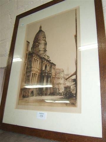 Appraisal: Early th Century - Street scene etching x