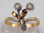 Appraisal: An carat gold old cut diamond ring of floral design