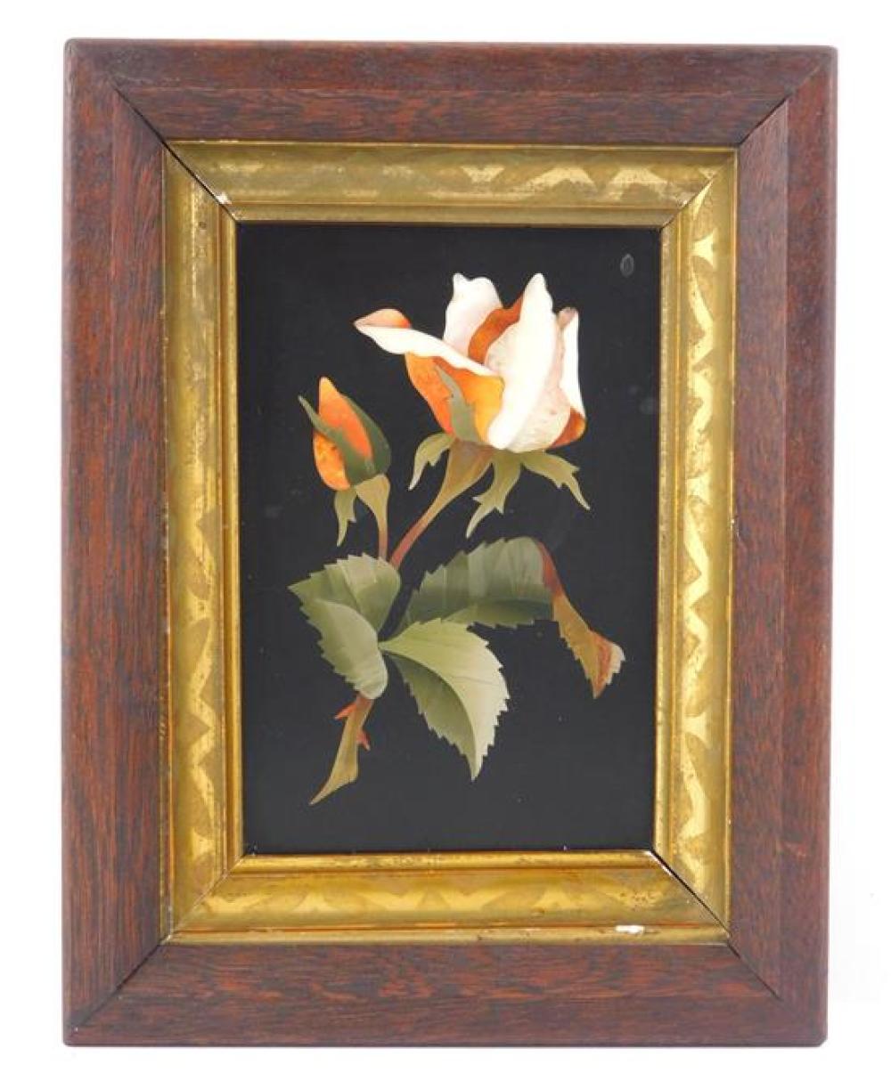 Appraisal: Pietra dura plaque Italian th C depicting roses framed not