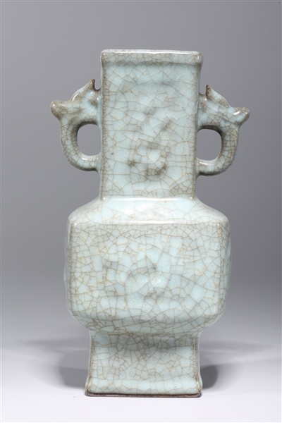 Appraisal: Chinese celadon crackle glazed vase with molded handles overall good