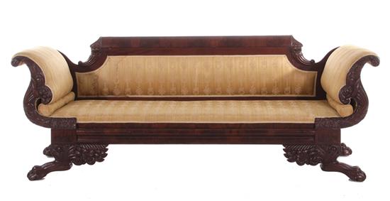 Appraisal: American Classical mahogany sofa probably Philadelphia circa straight crestrail carved