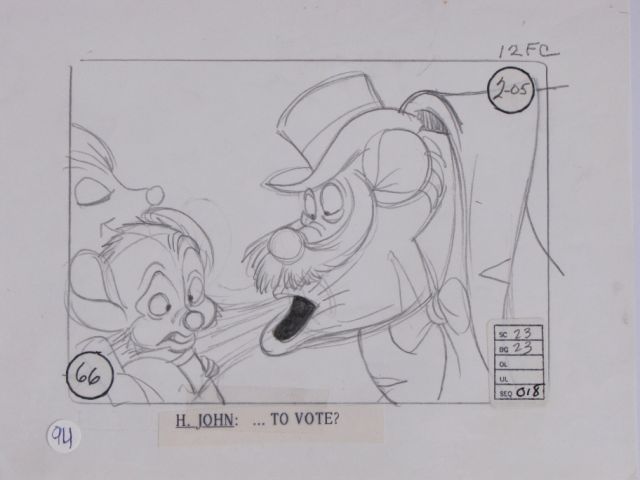 Appraisal: Two An American Tail original production drawings from the Don