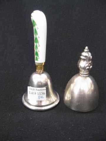 Appraisal: Sterling Silver Dinner Bells one with porcelain handle '' to