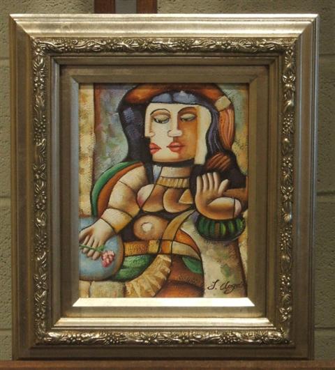 Appraisal: CUBISM WOMAN Oil on canvas x in sight Framed