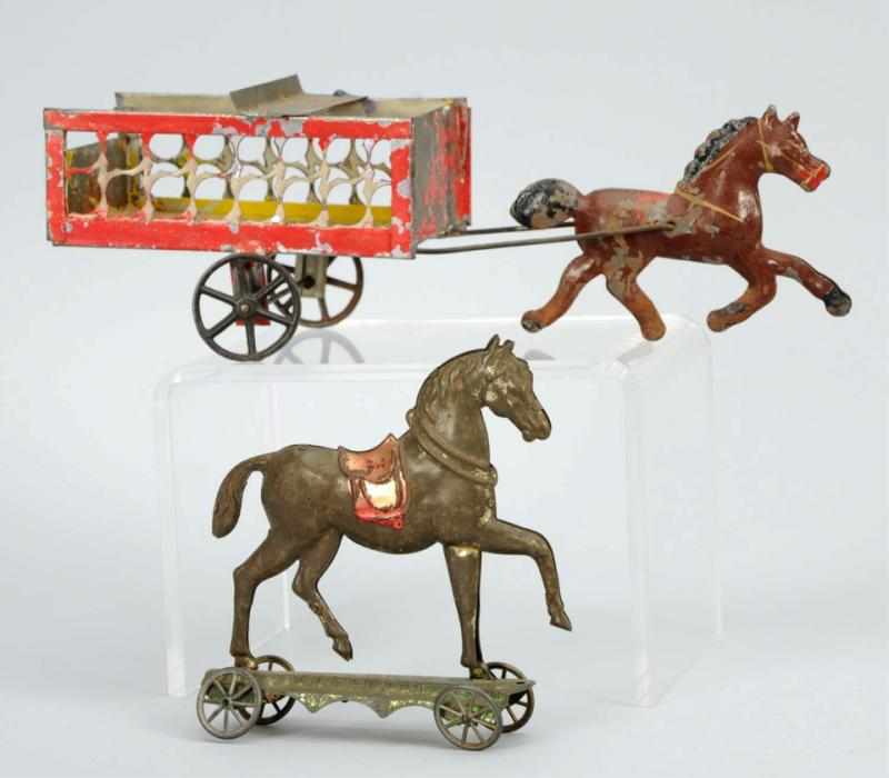 Appraisal: Lot of Early Tin Horse Toys American and European Includes