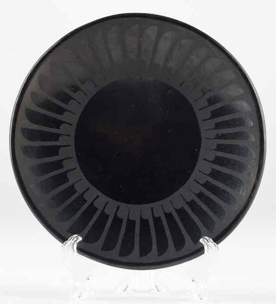 Appraisal: Maria Santana Feather Pattern Blackware DishSan Ildefonso Pueblo circular form