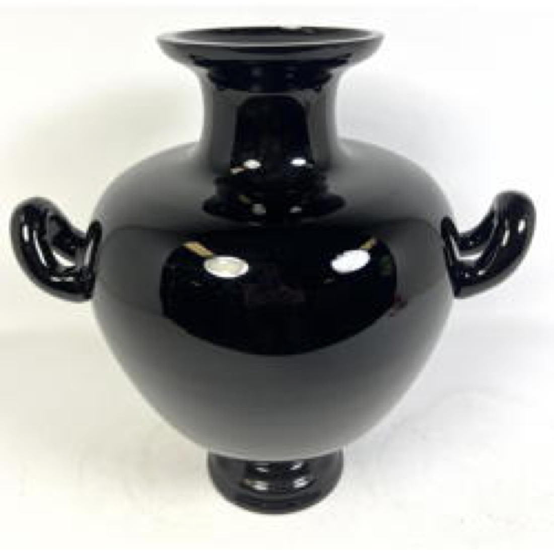 Appraisal: Archimede Seguso Black Amethyst Murano Vase with handles Signed Dimensions