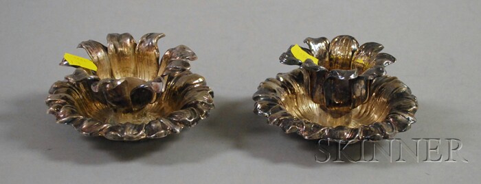 Appraisal: Pair of Tiffany Co Sterling Silver Floral Candleholders ht in