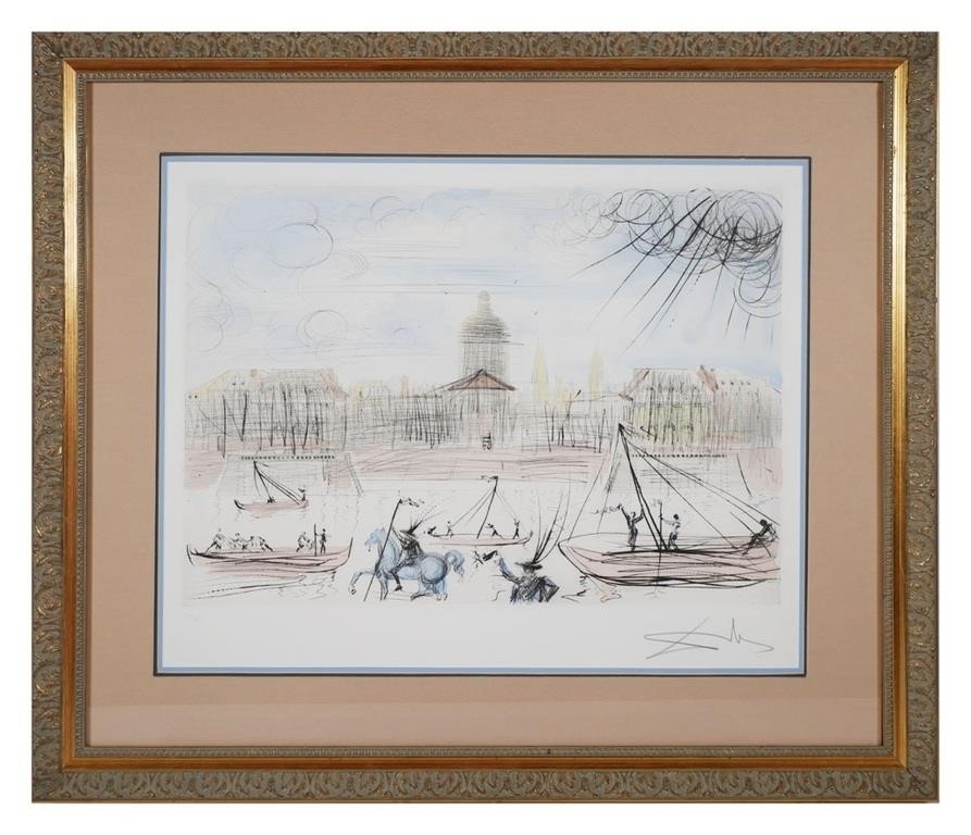 Appraisal: Hand colored etching by Salvador Dali titled Academie de Paris