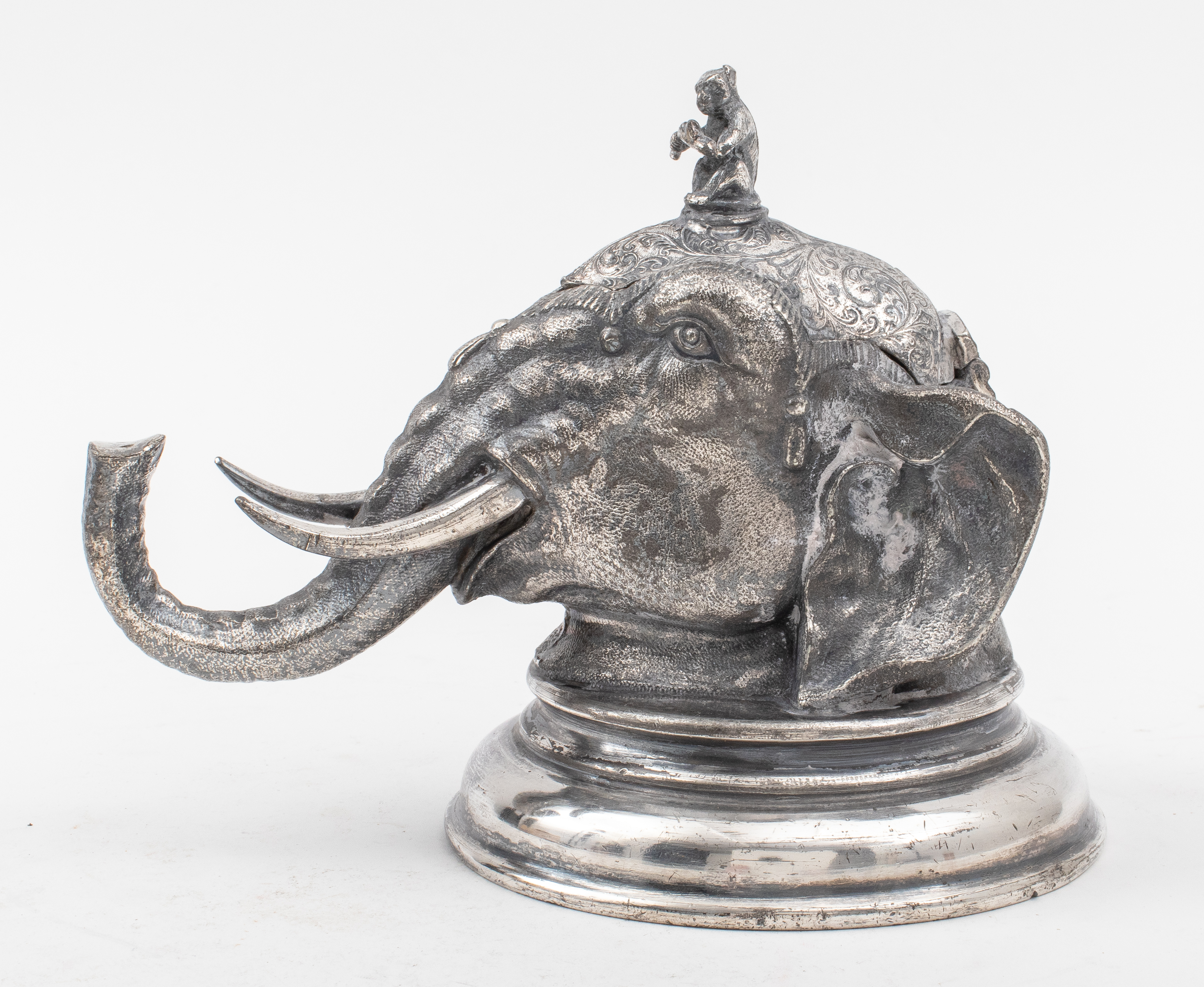 Appraisal: MAPPIN WEBB SILVERPLATE ELEPHANT-FORM INKWELL British Silverplate Elephant-Form Inkwell Mappin