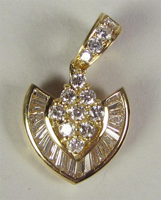 Appraisal: K Diamond Gold Pendant K yellow gold grams Approximately carat