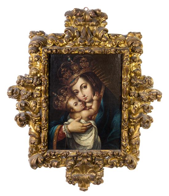 Appraisal: Sale Lot Artist Unknown Spanish th Century Madonna and Child