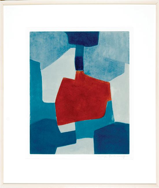 Appraisal: Serge Poliakoff Russian - COMPOSITION BLUE AND RED color lithograph