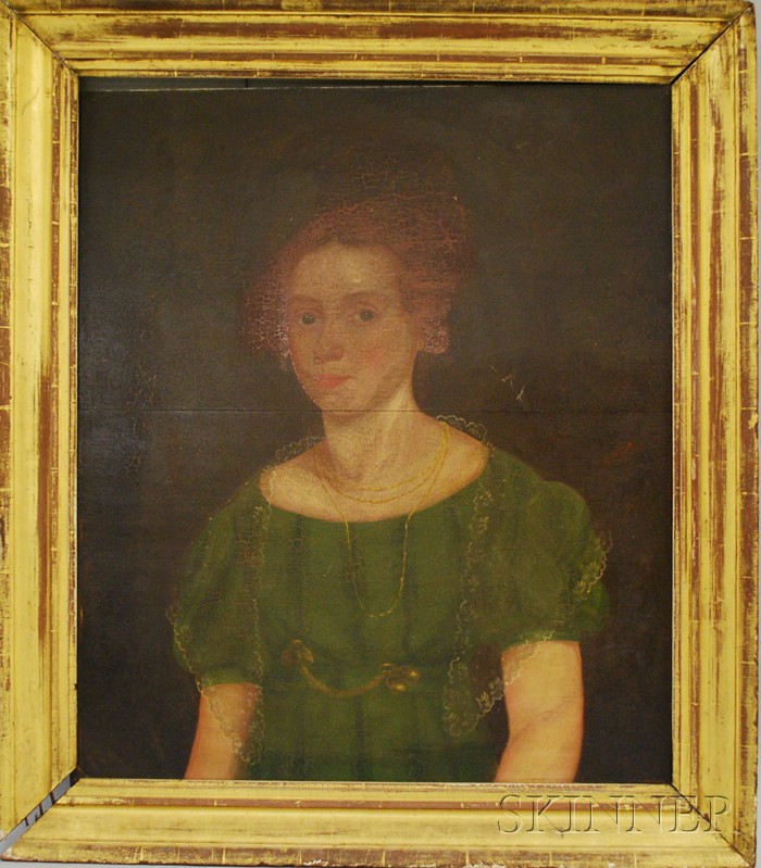 Appraisal: th Century American School Oil on Board Portrait of a