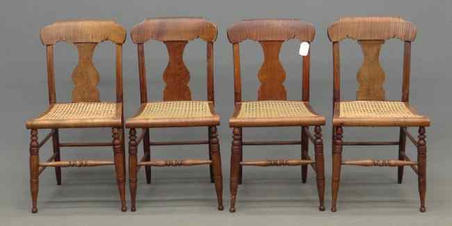 Appraisal: Set of th c cane seat tiger maple chairs ''