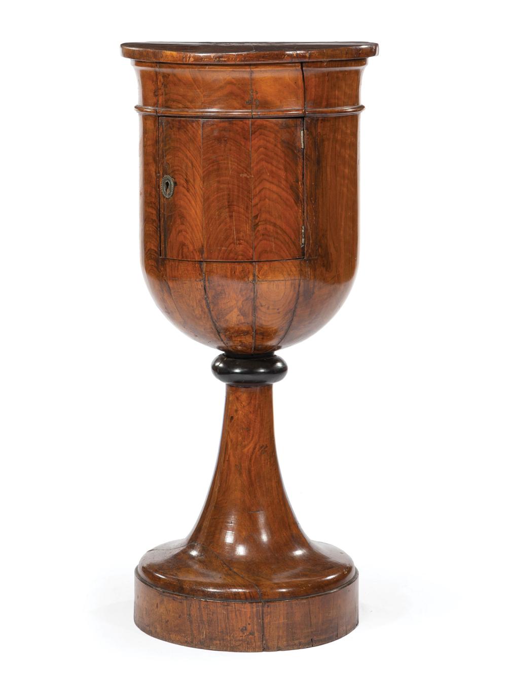 Appraisal: Biedermeier Inlaid Mahogany Urn-Form Commode c segmented top centered with