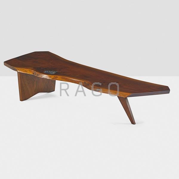 Appraisal: GEORGE NAKASHIMA Walnut Slab coffee table Condition Report Features two