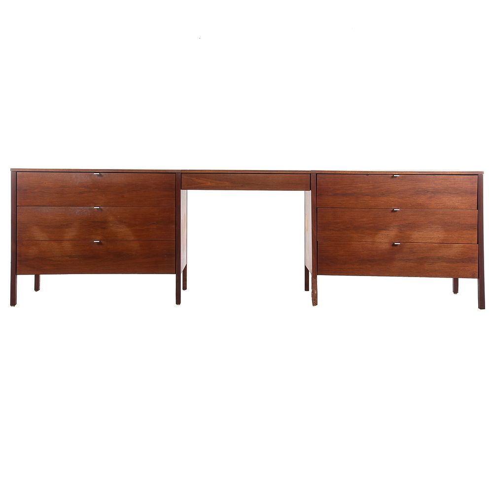 Appraisal: Florence Knoll Convertible Desk Walnut comprising two single three-drawer chests