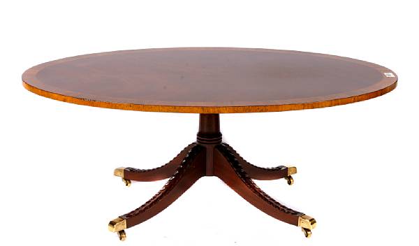 Appraisal: A George III style mahogany oval coffee table height in