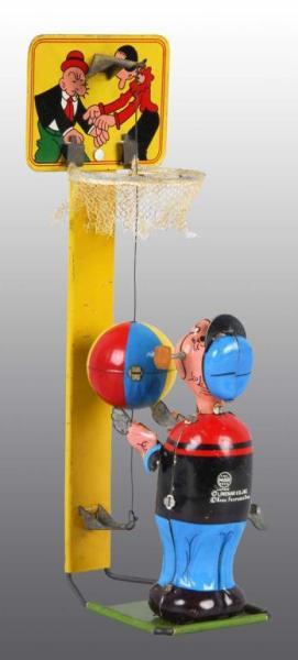 Appraisal: Tin Linemar Popeye Basketball Player Wind-Up Toy Description Japanese Working