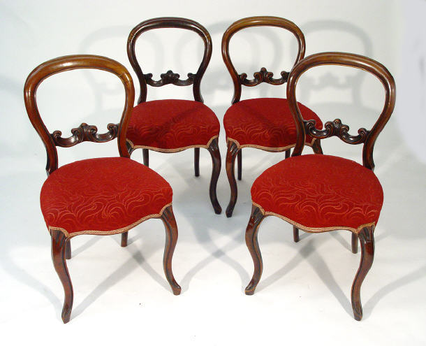 Appraisal: Set of four Victorian mahogany balloon back dining chairs with