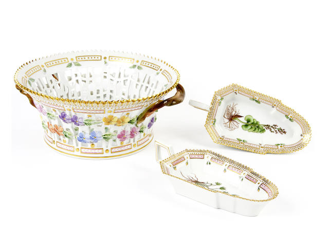 Appraisal: A Royal Copenhagen Flora Danica basket dated - and a