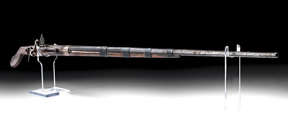 Appraisal: th C Tibetan Steel Iron Rifle w Pistol Grip Central