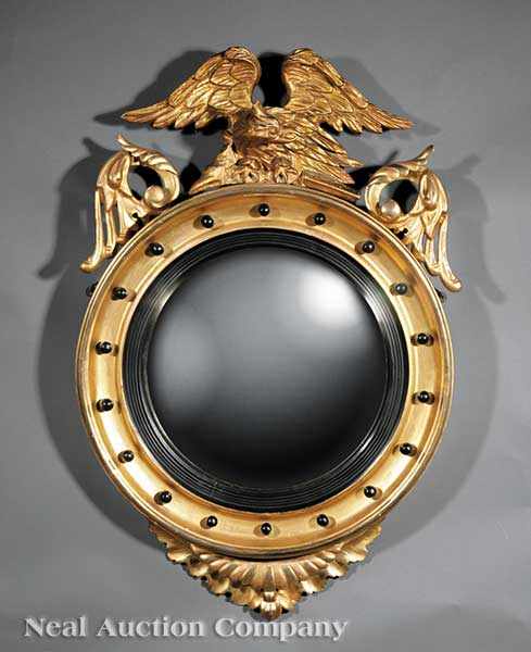 Appraisal: An Antique Regency-Style Carved and Gilded Bullseye Mirror late th