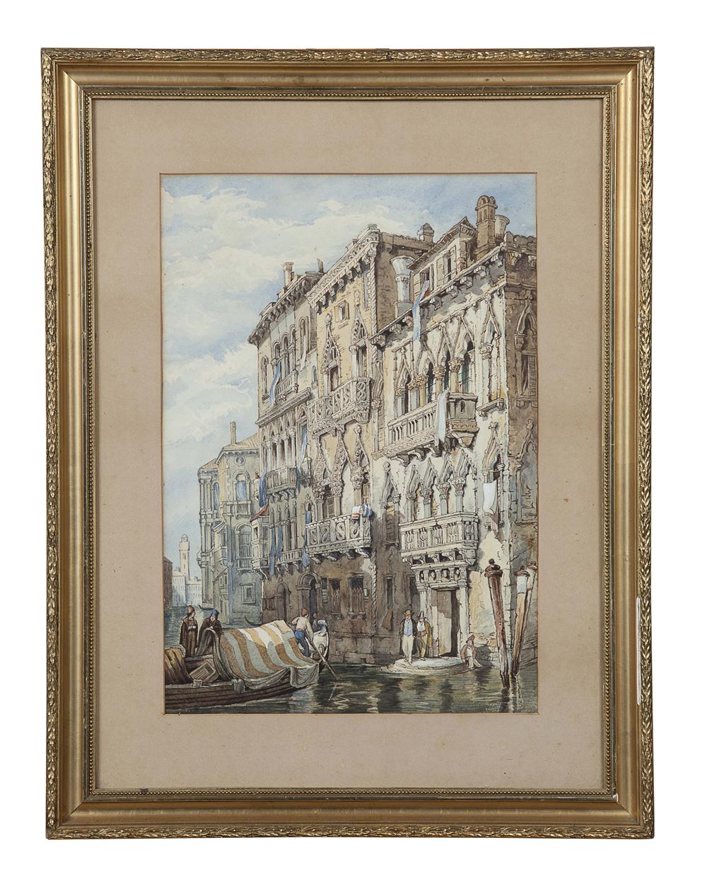 Appraisal: FOLLOWER OF SAMUEL PROUT A VENETIAN PALAZZO Watercolour cm x