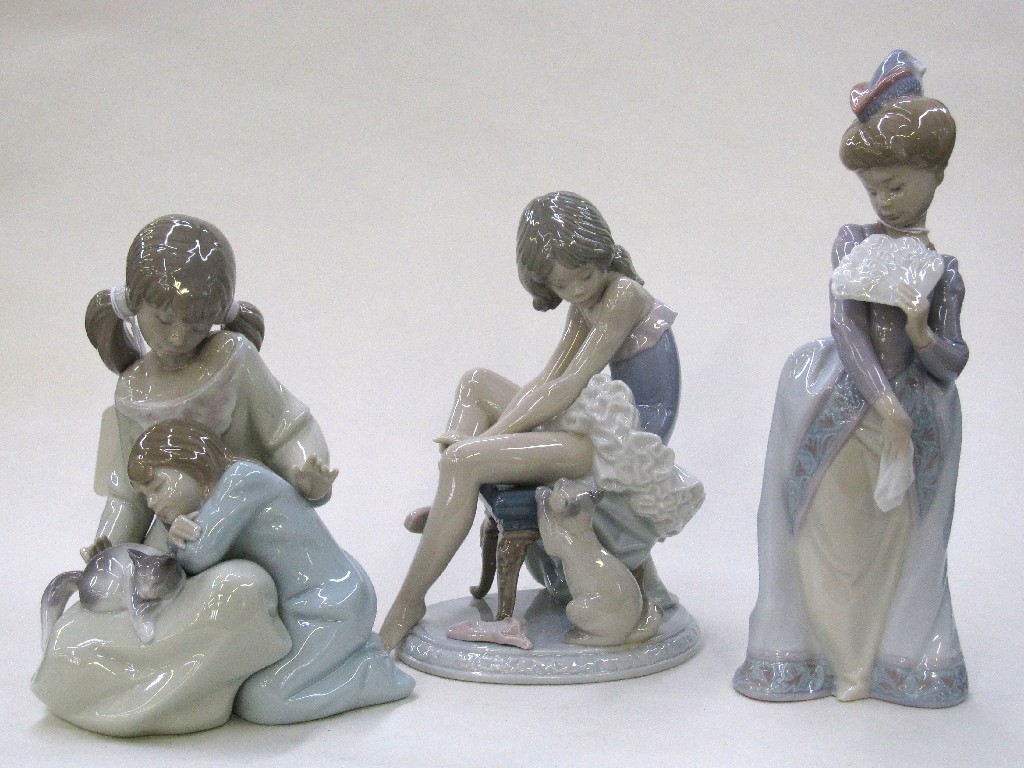 Appraisal: Three Lladro figures including a ballerina two girls with a