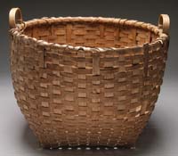 Appraisal: LARGE TWO HANDLED BASKET Square bottom round top with two