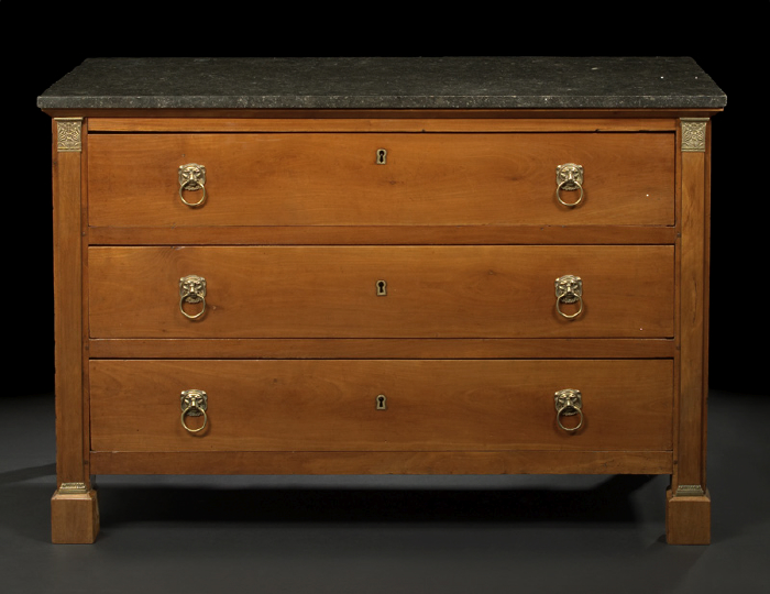 Appraisal: Empire-Style Mahogany and Marble-Top Commode third quarter th century the