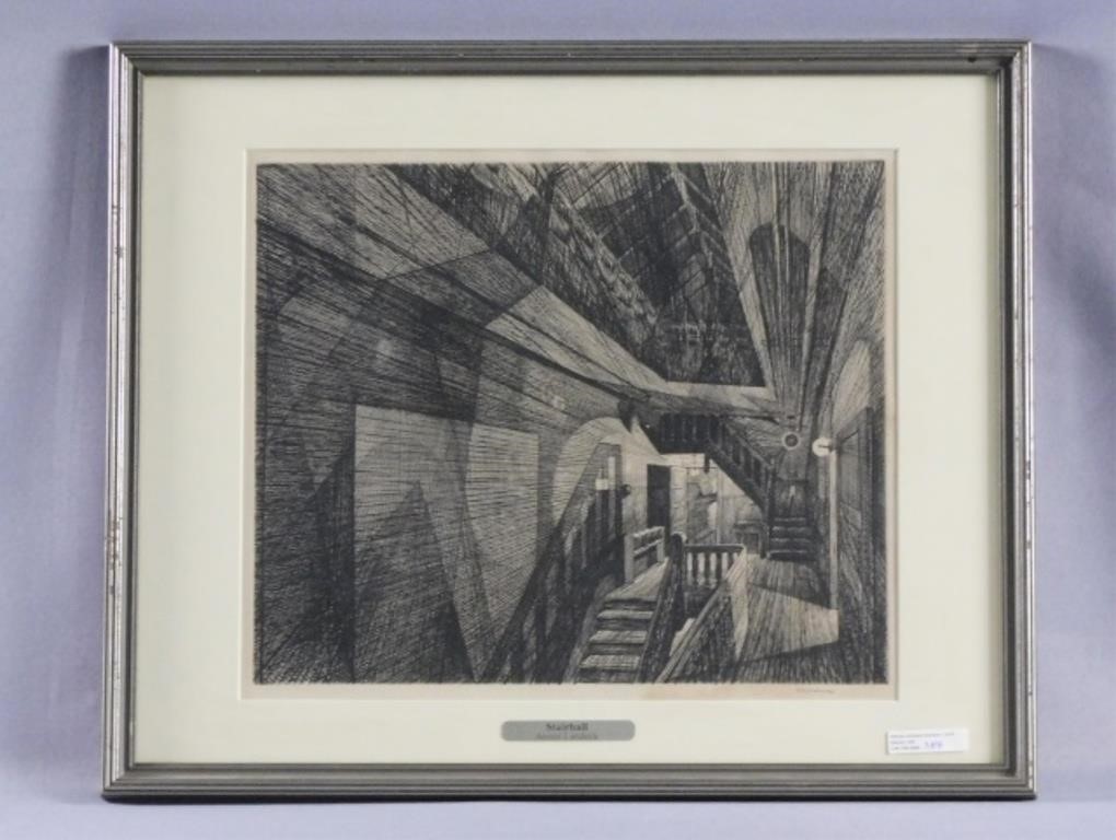 Appraisal: ARMIN LANDECK - NEW YORK CONNECTICUT Wisconsin engraving titled Stairhall