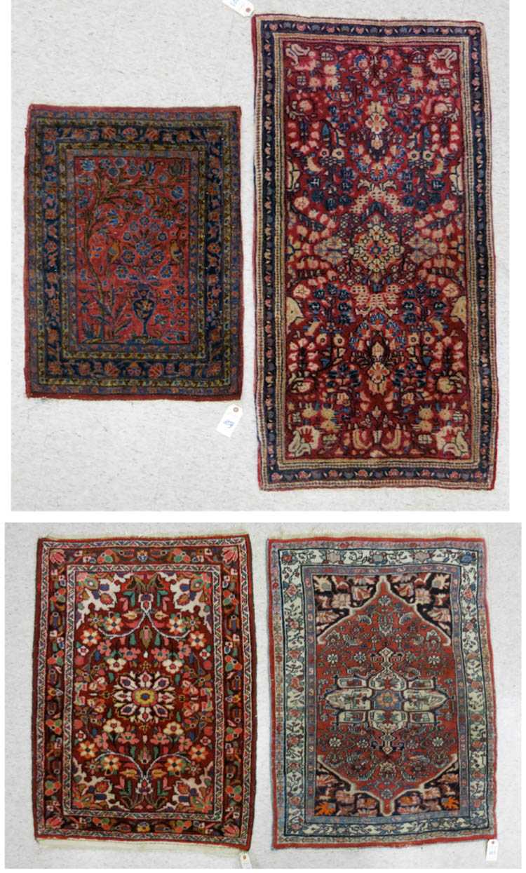 Appraisal: FOUR SEMI-ANTIQUE HAND KNOTTED PERSIAN AREA RUGS ' x '