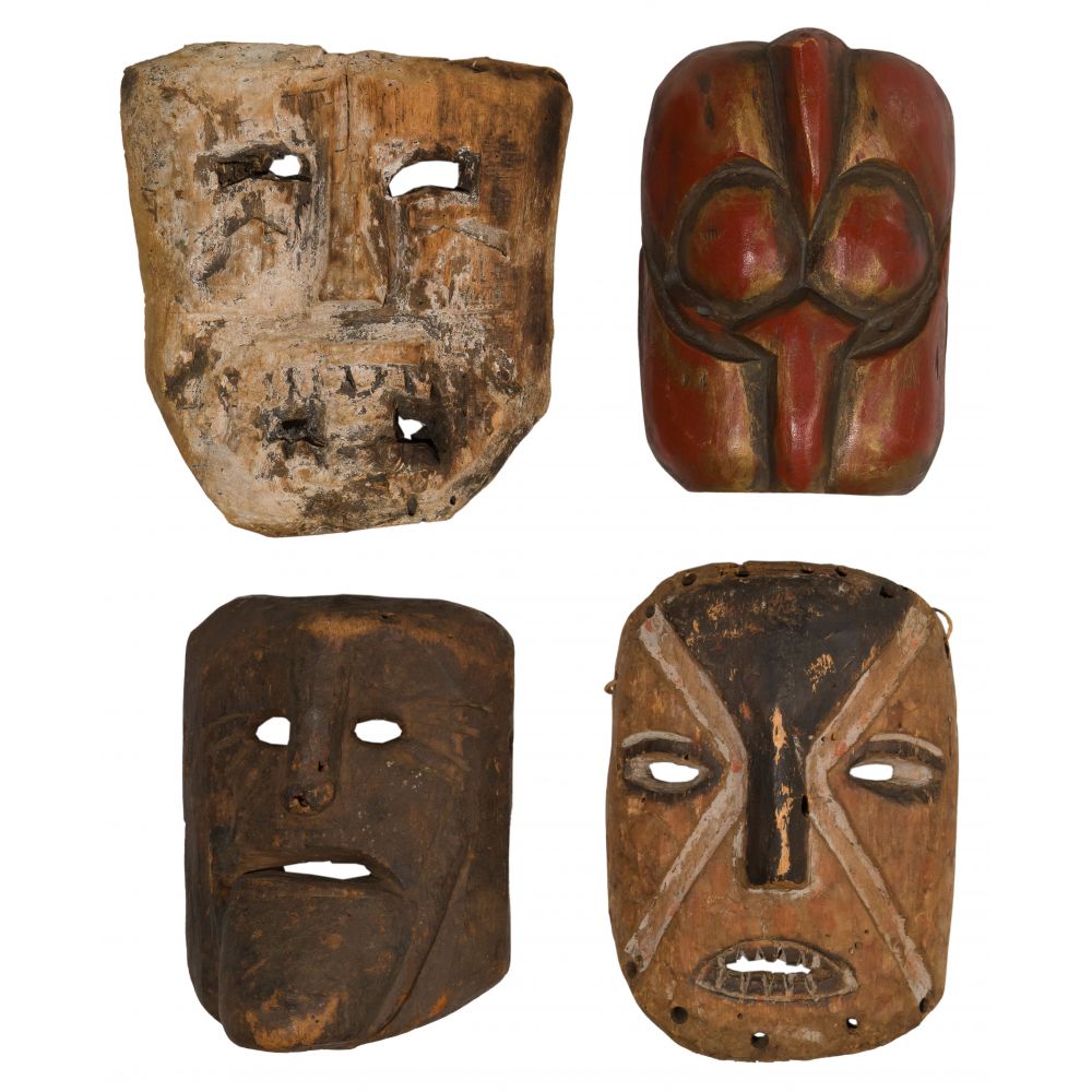 Appraisal: MULTI-CULTURAL CARVED WOOD MASK ASSORTMENT hand carved items some having