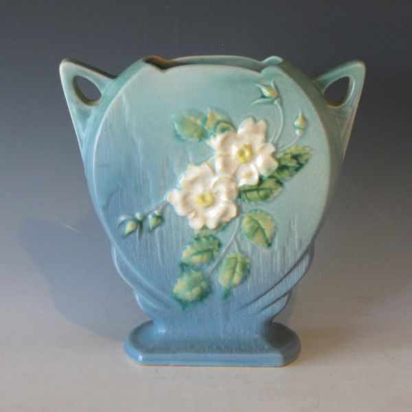 Appraisal: Roseville White Rose vase in blue Marked Roseville USA -