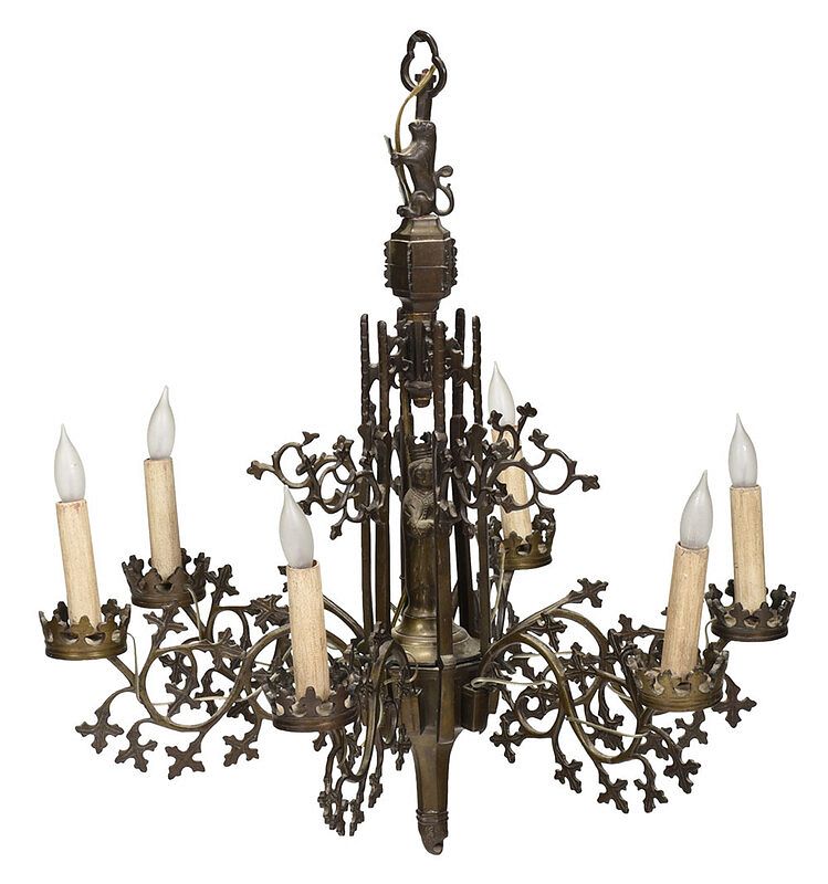 Appraisal: Gothic or Gothic Style Six Light Chandelier Continental th century