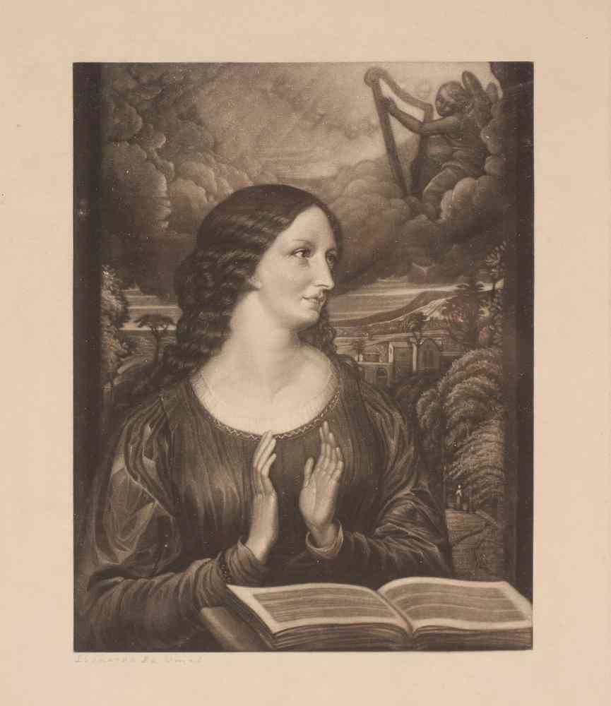 Appraisal: LITHOGRAPH - Portrait of Italian noblewoman praying after da Vinci