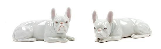 Appraisal: A Pair of Porcelain French Bulldogs Width inches A Pair