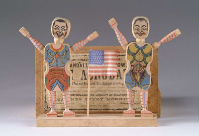 Appraisal: EARLY CRANDALL ACROBAT SET Pat Boxed wooden set shows four