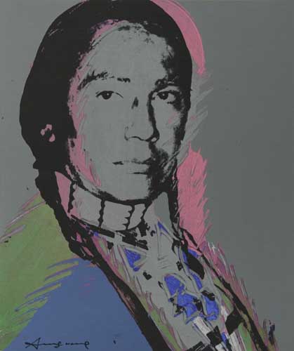 Appraisal: ANDY WARHOL after Native American Portrait Offset color lithograph x