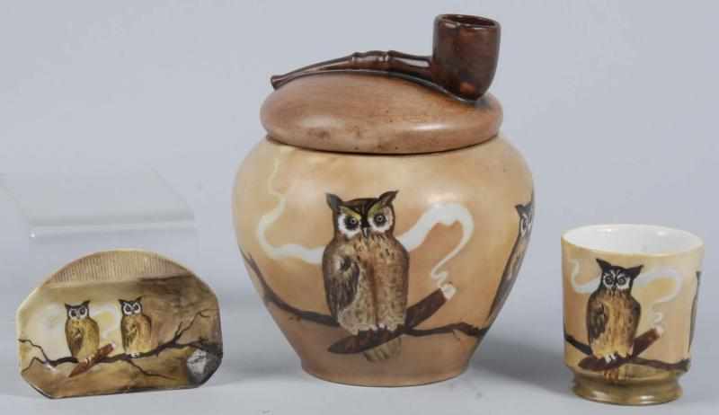 Appraisal: Owl Cigar Smoking -Piece Set Description Circa s Includes a