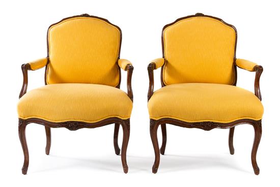 Appraisal: Sale Lot A Pair of Louis XV Beechwood Fauteuils th